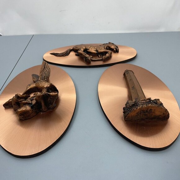 Vintage Copper Wall Art Plaque Oval 3D Home Decor Horse Hummingbird Lighthouse - Picture 5 of 7